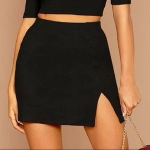 Black Split Mini Skirt